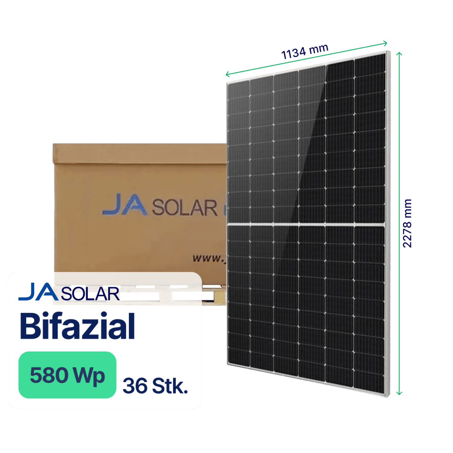JA Solar 580 Wp | JAM66D42MB | 36 Stk. (Palette)