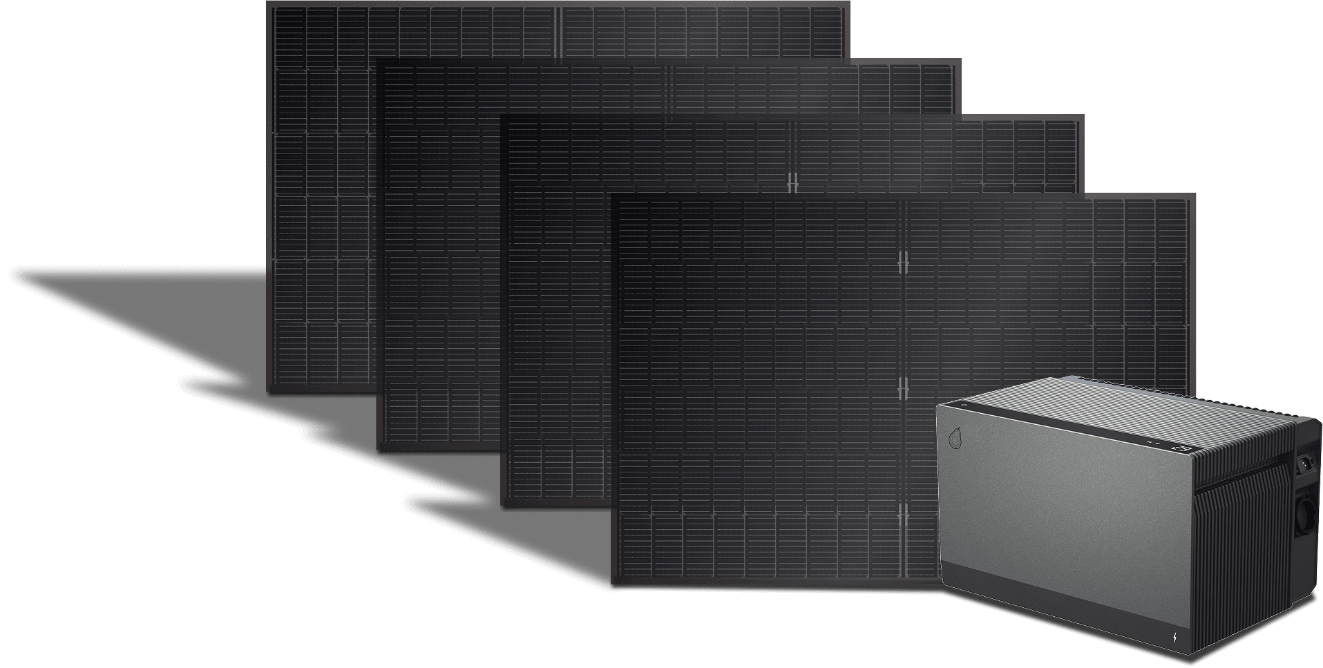 4 Solarmodule und ein Speicher